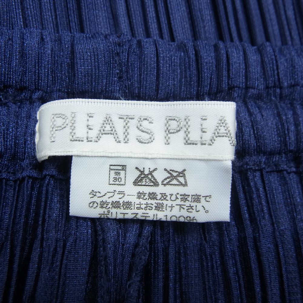 PLEATS PLEASE プリーツプリーズ イッセイミヤケ プリーツ加工 ロング ストレート パンツ ネイビー系 1【中古】