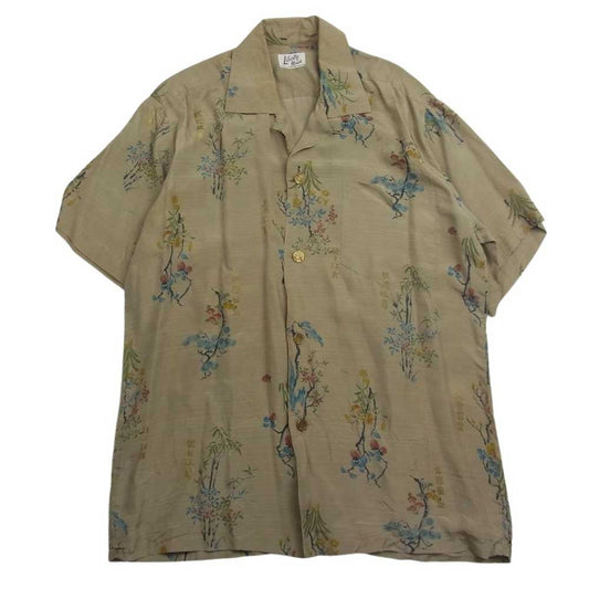 リバティハウス 総柄 オープン アロハシャツ ベージュ系【中古】
