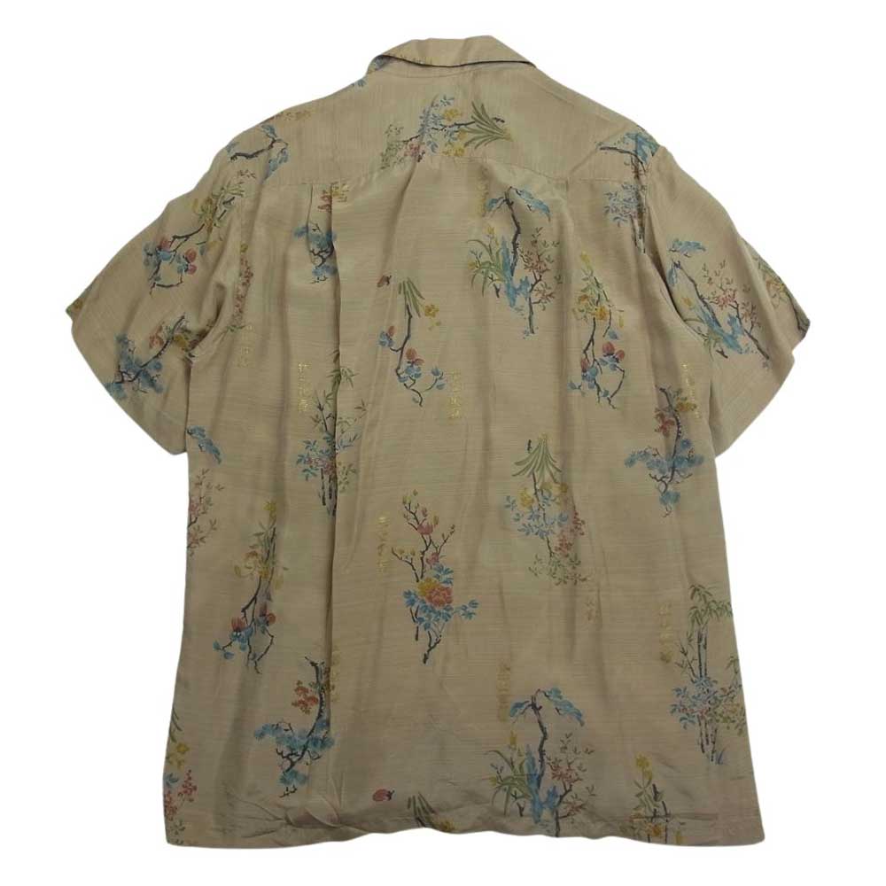 リバティハウス 総柄 オープン アロハシャツ ベージュ系【中古】