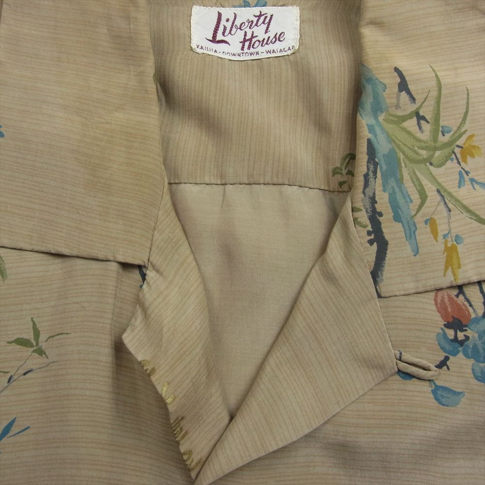 リバティハウス 総柄 オープン アロハシャツ ベージュ系【中古】