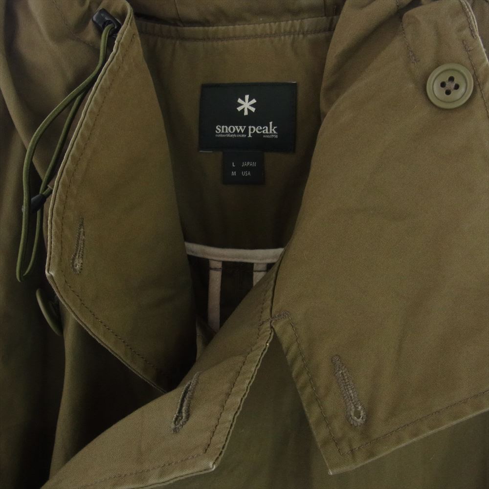 snowpeak スノーピーク JK-16AU110 VENTILE OVER COAT ベンタイル コットン オーバー フーデッド ロング コート ブラウン系 L【中古】