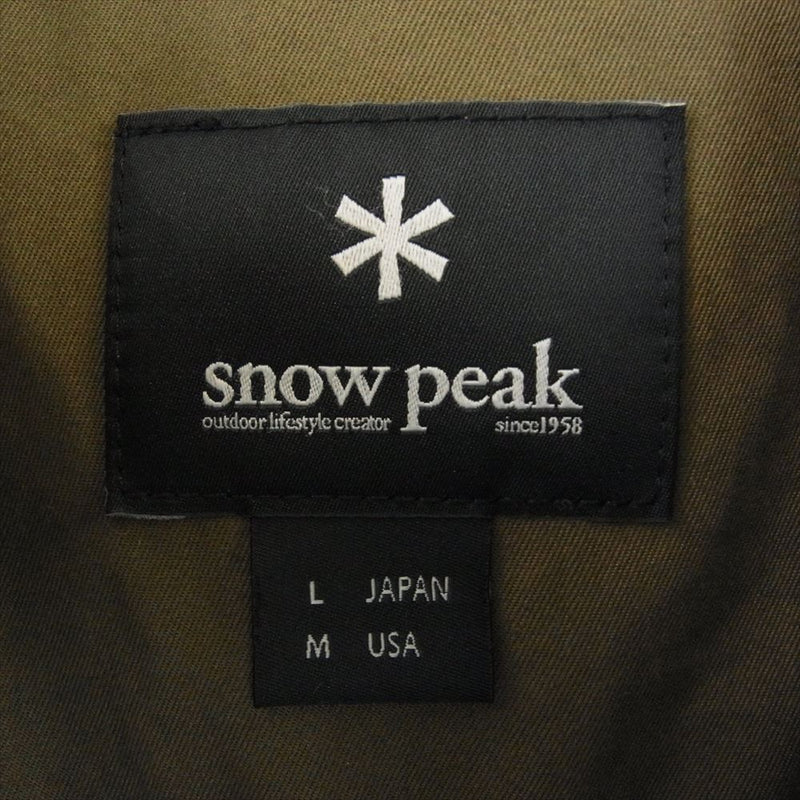 snowpeak スノーピーク JK-16AU110 VENTILE OVER COAT ベンタイル コットン オーバー フーデッド ロング コート  ブラウン系 L【中古】