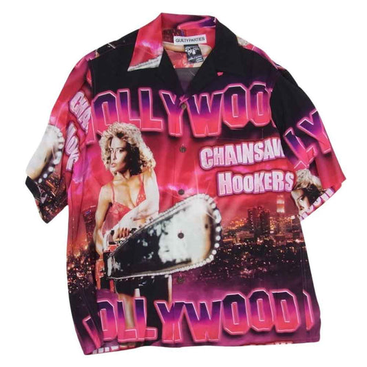 WACKO MARIA ワコマリア 23SS HOLLYWOOD S/S HAWAIIAN SHIRT TYPE-1 ハリウッド ハワイアンシャツ 半袖 アロハシャツ ピンク系 M【中古】