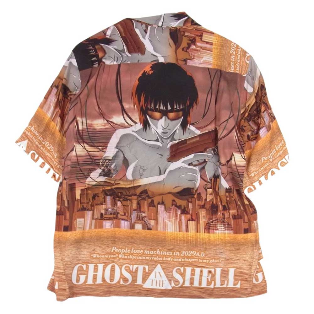WACKO MARIA ワコマリア 23SS × GHOST IN THE SHELL 攻殻機動隊 S/S HAWAIIAN SHIRT TYPE 1 ハワイアンシャツ 半袖シャツ 総柄 アロハシャツ オレンジ系 M【美品】【中古】