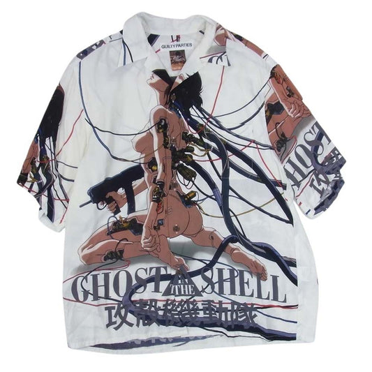 WACKO MARIA ワコマリア 23SS × GHOST IN THE SHELL 攻殻機動隊 S/S HAWAIIAN SHIRT TYPE 3 ハワイアンシャツ 半袖シャツ 総柄 アロハシャツ ホワイト系 M【中古】
