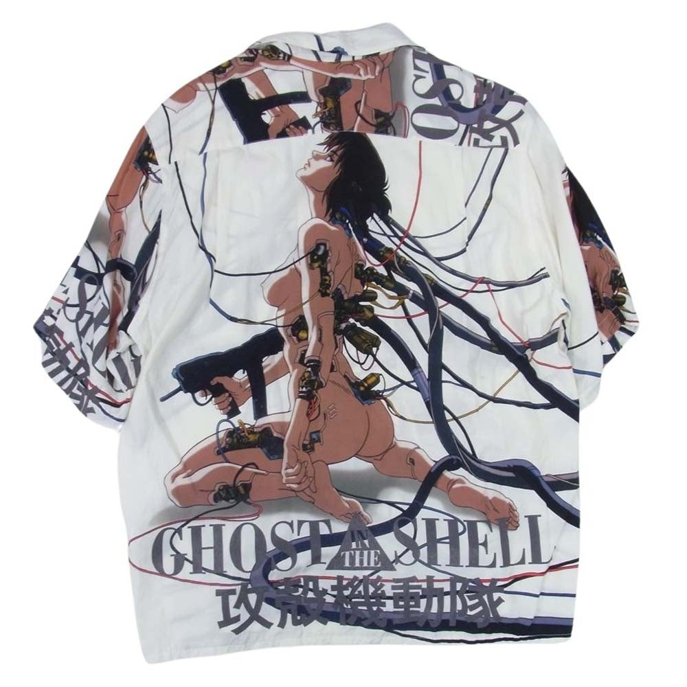 WACKO MARIA ワコマリア 23SS × GHOST IN THE SHELL 攻殻機動隊 S/S HAWAIIAN SHIRT TYPE 3 ハワイアンシャツ 半袖シャツ 総柄 アロハシャツ ホワイト系 M【中古】