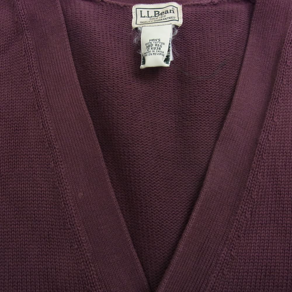 L.L.Bean エルエルビーン コットン カーディガン バーガンディー ワインレッド系【中古】