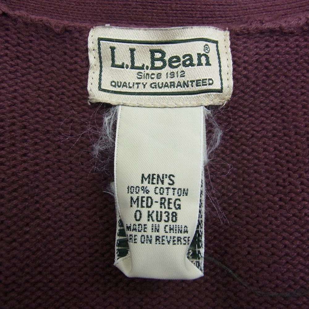 L.L.Bean エルエルビーン コットン カーディガン バーガンディー ワインレッド系【中古】