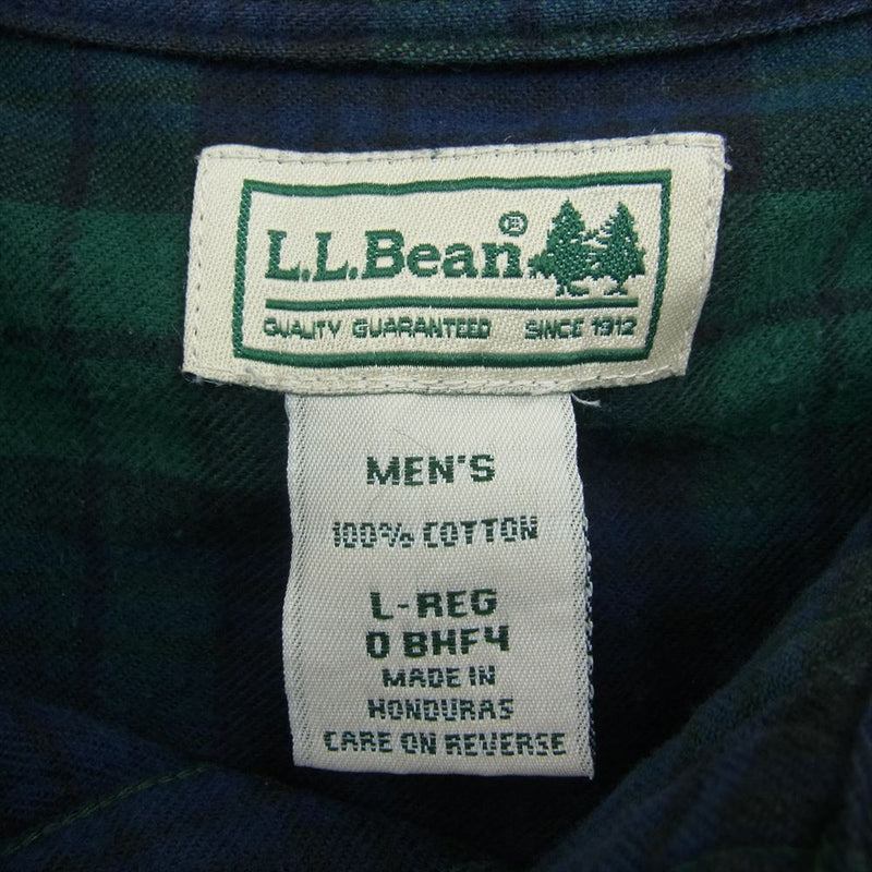 L.L.Bean エルエルビーン チェック ネルシャツ 長袖 グリーン系 L【中古】