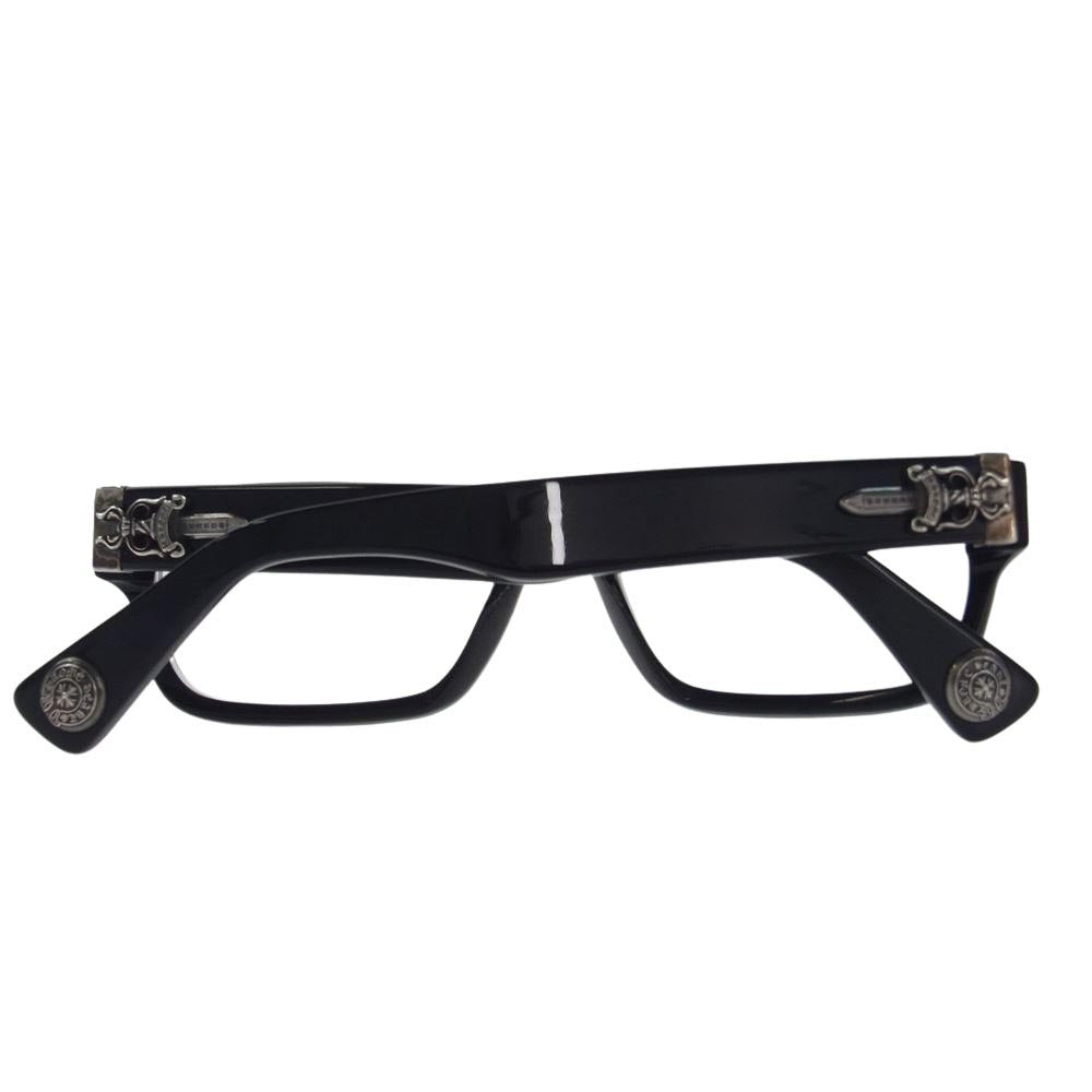 CHROME HEARTS クロムハーツ（原本無） イタリア製 Inflatable Date DAGGER ダガー テンプル 56□18-145 度入り メガネ 眼鏡 ブラック系【中古】