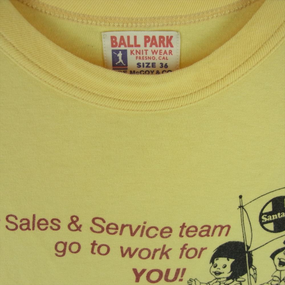 The REAL McCOY'S ザリアルマッコイズ JOE McCOY ジョーマッコイ BALL PARK Santa Fe プリント 半袖 Tシャツ イエロー系 36【中古】