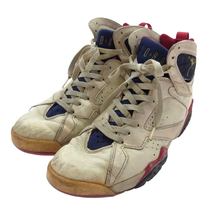 NIKE ナイキ 130157-110 観賞用 ヴィンテージ 92s AIR JORDAN 7 OG BARCELONA OLYMPIC AJ7 エアジョーダン バルセロナオリンピック スニーカー ホワイト系 ネイビー系 27.5cm【中古】