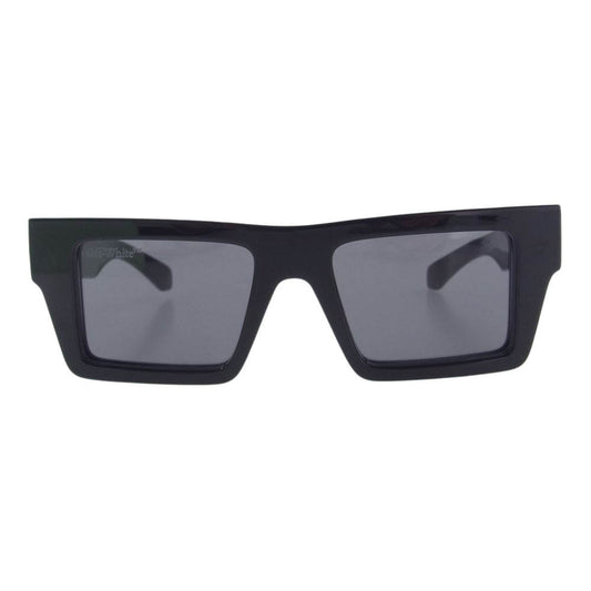OFF-WHITE オフホワイト OERI017 Nassau Square Sunglasses Eyewear ロゴ スクエア サングラス アイウェア ブラック系【美品】【中古】