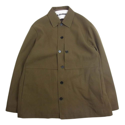JIL SANDER ジルサンダー 20AW JSMR421202MR20150002 国内正規品 イタリア製 WOOL ウールギャバジン シャツ ジャケット カーキ系 50【中古】