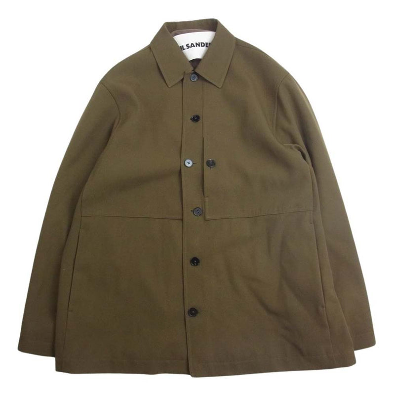 JIL SANDER ジルサンダー 20AW JSMR421202MR20150002 国内正規品 イタリア製 WOOL ウールギャバジン シャツ ジャケット カーキ系 50【中古】