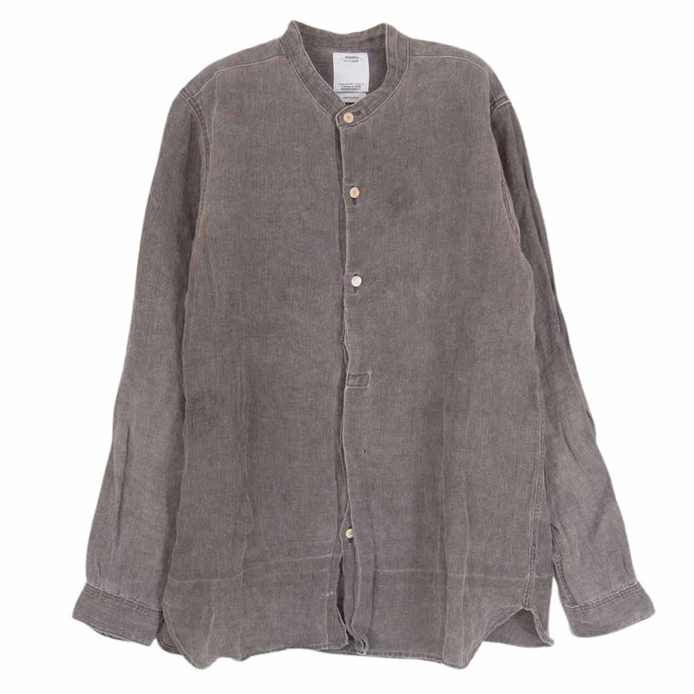 VISVIM ビズビム 0114105011017 14SS LONG RIDER SHIRT L/S HERRINGBONE ヘリンボーン ロング ライダー スタンドカラー 長袖 シャツ グレー系 1【中古】