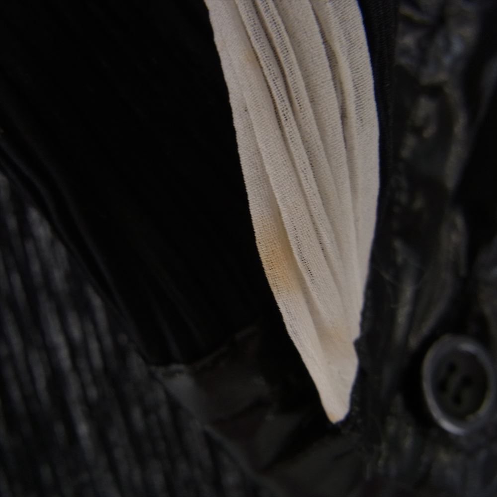 ISSEY MIYAKE イッセイミヤケ IM61-FH803-33 スーパーブライトプリーツ フード付き ボーダー ロング ワンピース カーディガン ブラック系 ホワイト系 ブルー系 S【中古】