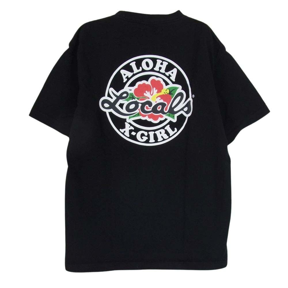 X-girl エックスガール ALOHA LOCALS アロハ ロゴ プリント 半袖 Tシャツ ブラック系 L【中古】