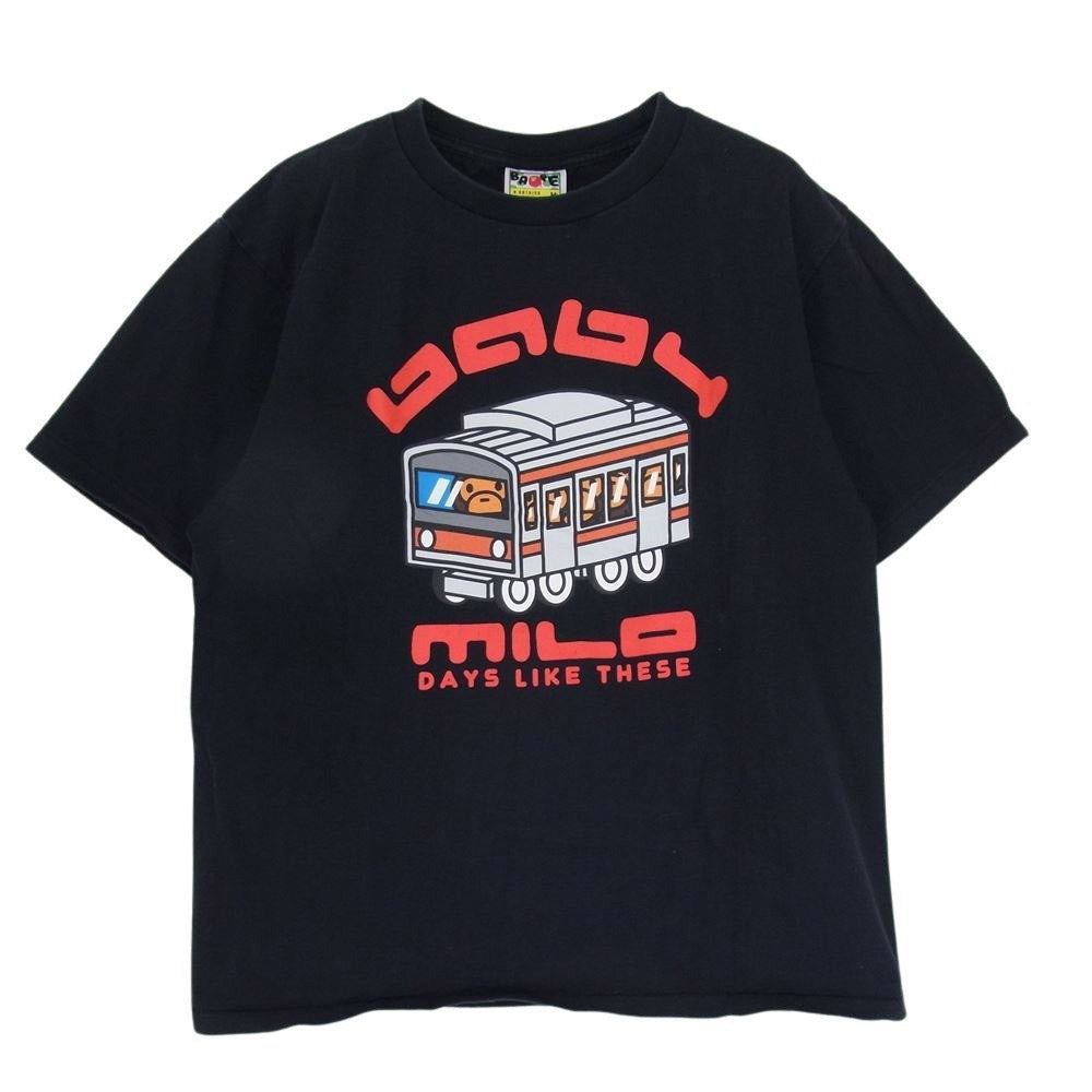 A BATHING APE アベイシングエイプ MILO SUBWAY 半袖 プリント Tシャツ ブラック系 M【中古】