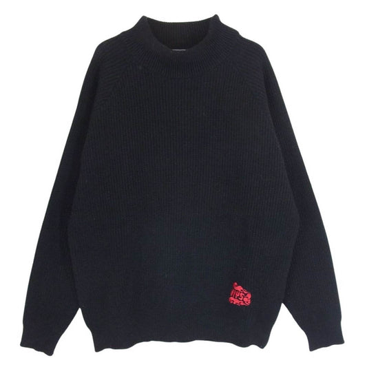 HYSTERIC GLAMOUR ヒステリックグラマー 22AW 02223NS06 LOGO刺繍 HYSロゴ カールカール モックネック セーター ニット ブラック系 L【中古】