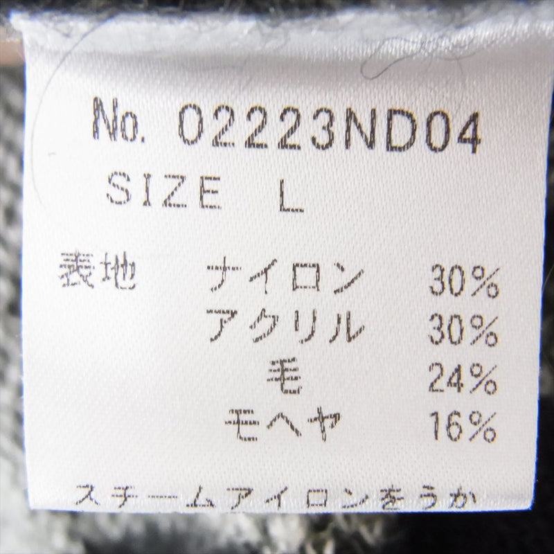 HYSTERIC GLAMOUR ヒステリックグラマー 22AW 02223ND04 アーガイル モヘア モヘヤ混 Vネック カーディガン ブラック系 L【新古品】【未使用】【中古】