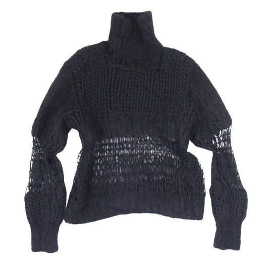 UNDERCOVER アンダーカバー UC2B1907 ウール モヘア モヘヤ 編地替 タートル テクスチャード セーター ニット ブラック系 1【中古】
