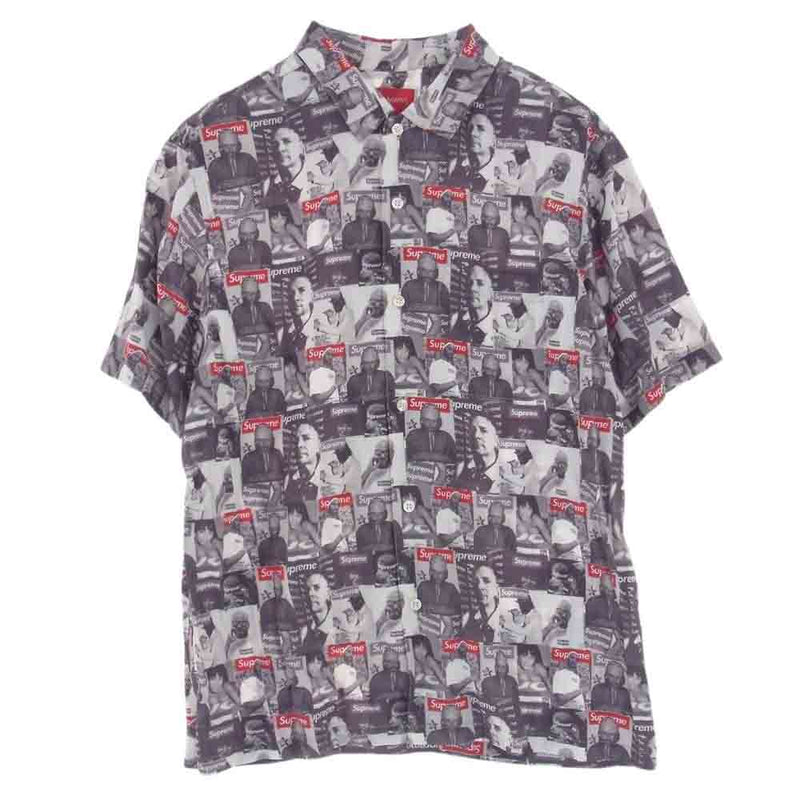 Supreme シュプリーム 23SS magazine s/s shirt マルチカラー 総柄 シャツ グレー系 M【中古】