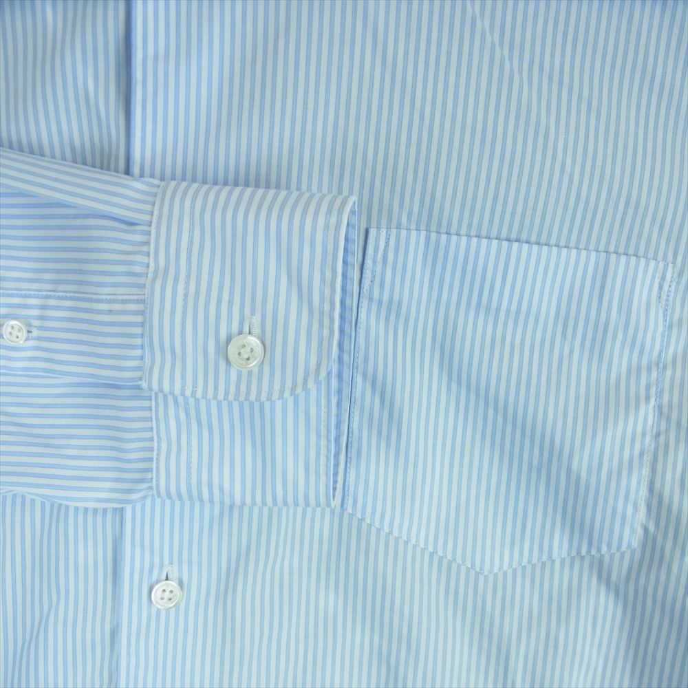 COMME des GARCONS HOMME コムデギャルソンオム AD2022 HK-B007 綿 キュプラ ツイル 水玉 プリント デザイン切替 ストライプ ドット 長袖 シャツ ライトブルー系 ホワイト系 ダークネイビー系 L【中古】