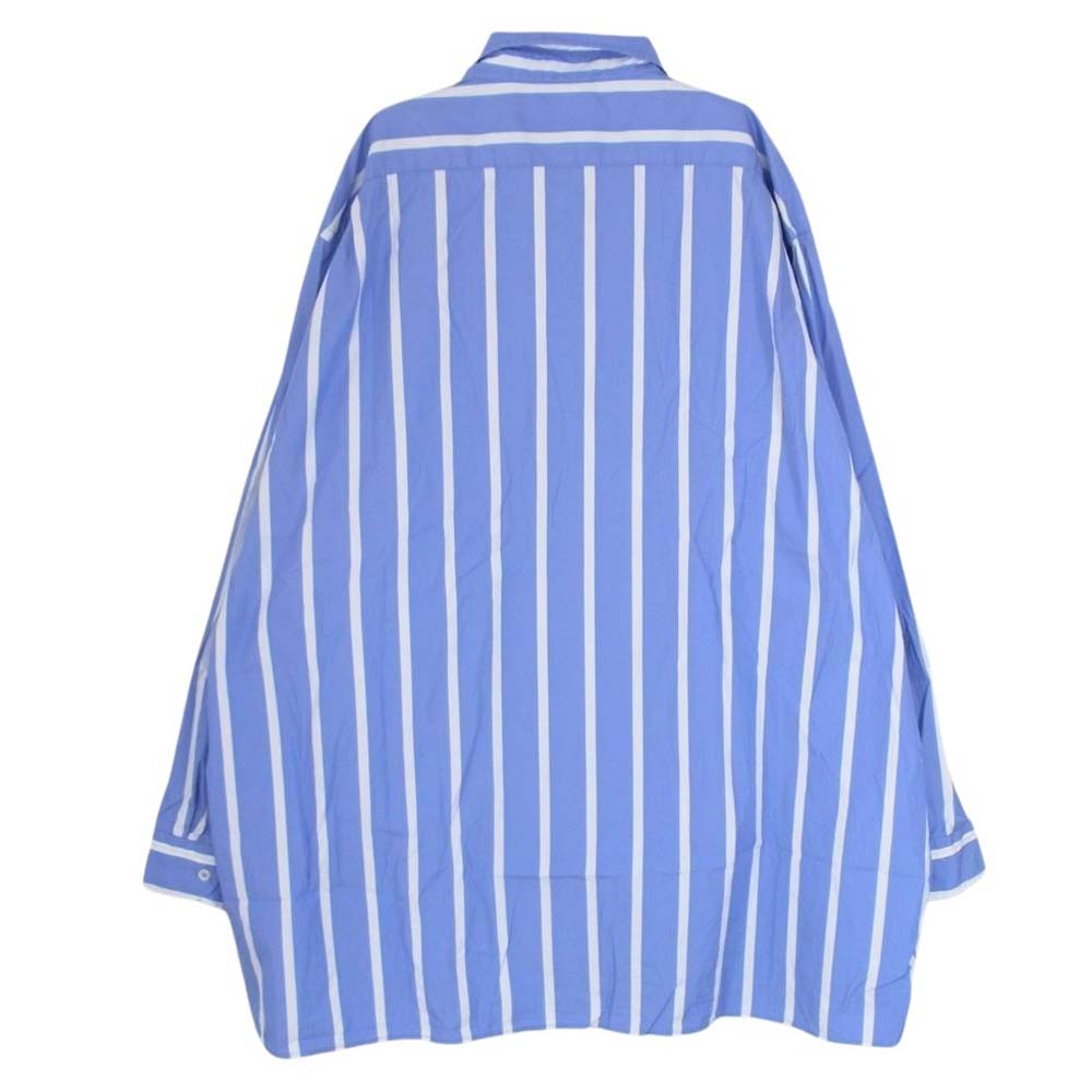 VETEMENTS ヴェトモン 18SS MSS18SH11 ロゴラペル付き オーバーサイズ ストライプ ボタンダウン 長袖 シャツ ブルー系 S【中古】
