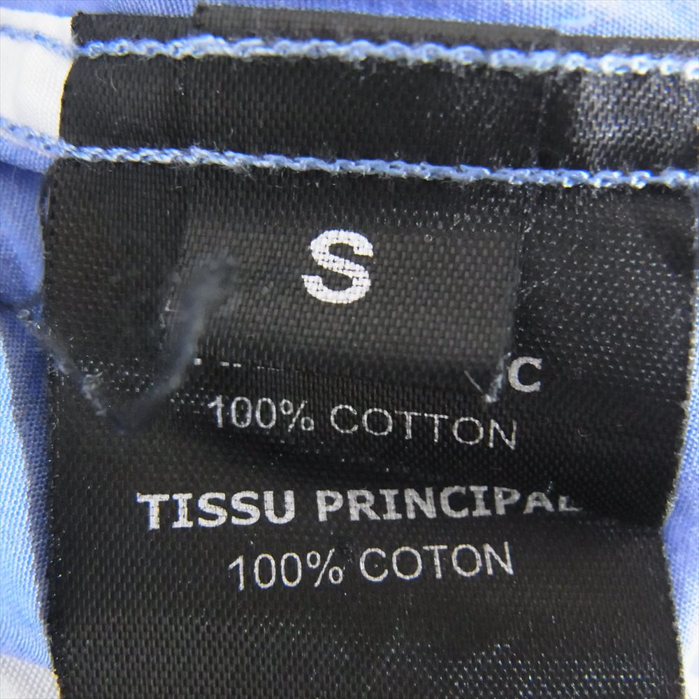 VETEMENTS ヴェトモン 18SS MSS18SH11 ロゴラペル付き オーバーサイズ ストライプ ボタンダウン 長袖 シャツ ブルー系 S【中古】