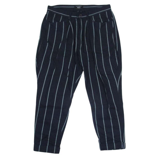 glamb グラム コットンレーヨン 2タック ストライプ トラウザー パンツ ネイビー系 2【中古】