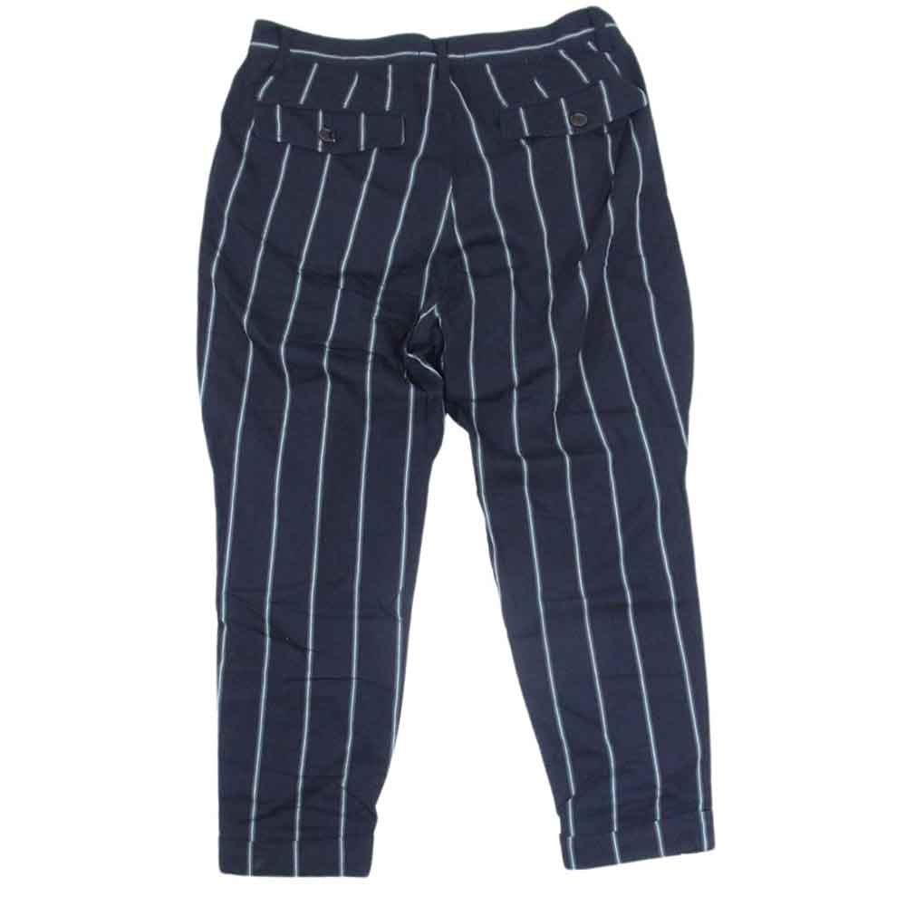 glamb グラム コットンレーヨン 2タック ストライプ トラウザー パンツ ネイビー系 2【中古】