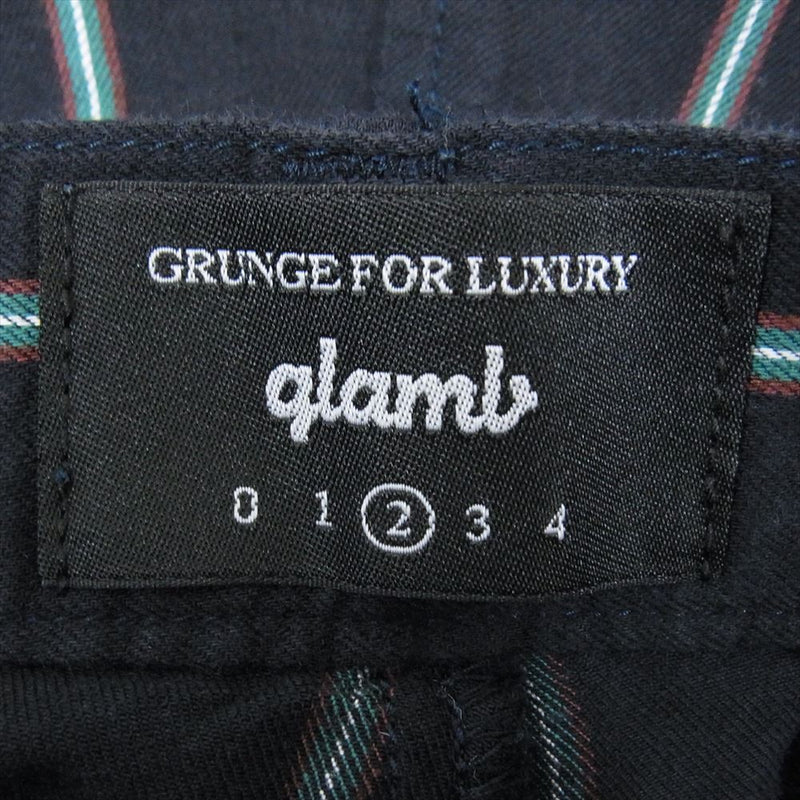 glamb グラム コットンレーヨン 2タック ストライプ トラウザー パンツ ネイビー系 2【中古】
