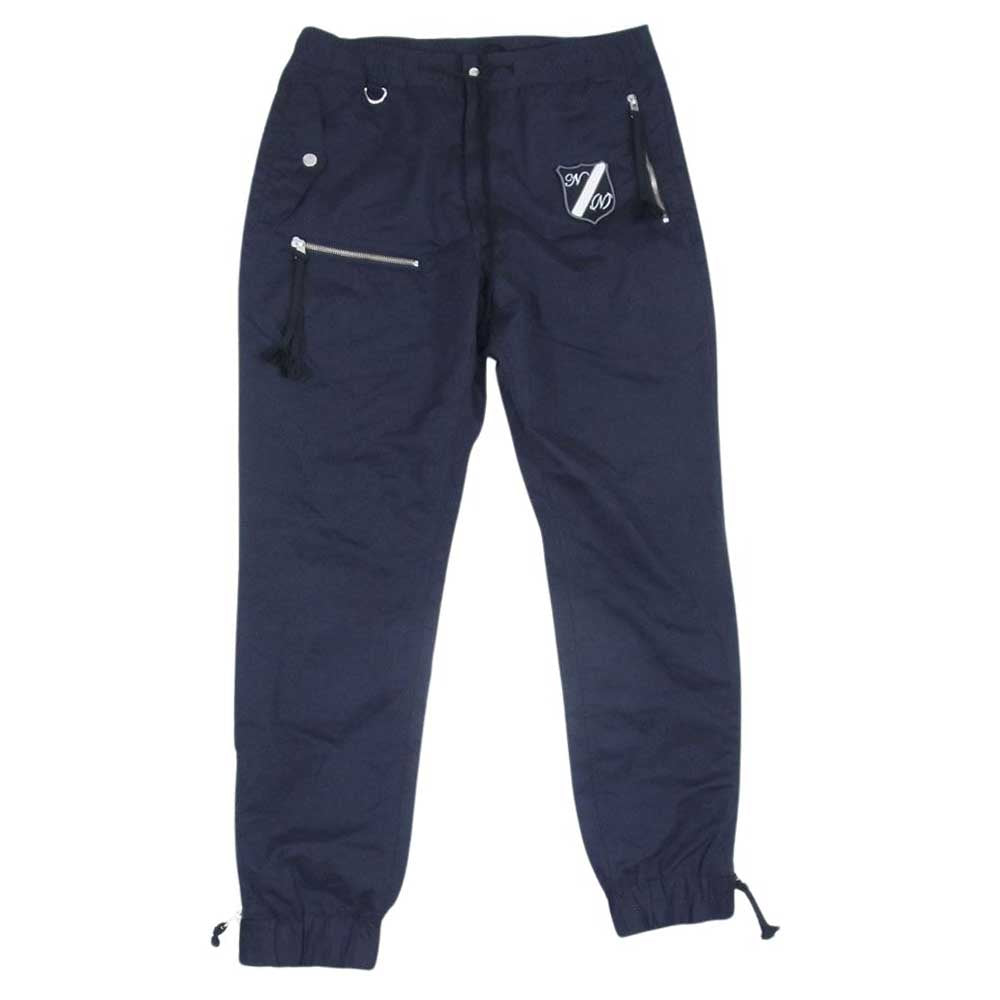 NUMBER(N)INE ナンバーナイン エンブレムワッペン付き 裾ジップ パラシュート パンツ ネイビー系 4【中古】