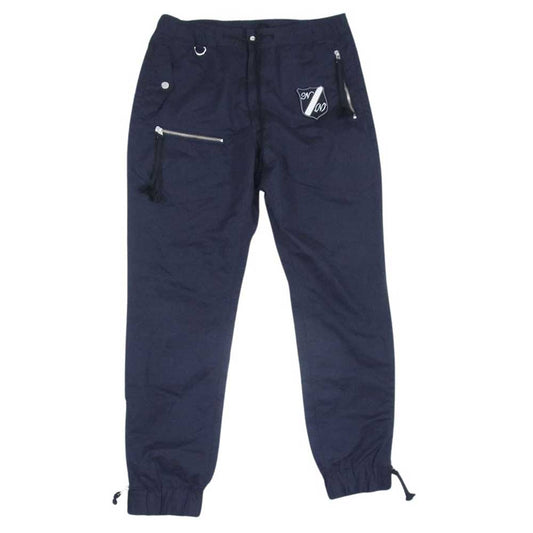 NUMBER(N)INE ナンバーナイン エンブレムワッペン付き 裾ジップ パラシュート パンツ ネイビー系 4【中古】