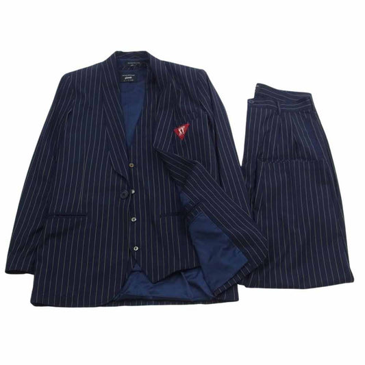 glamb グラム GB0118 JKT10 ストライプ ポリエステル 本切羽３ピース スーツ ネイビー系【中古】