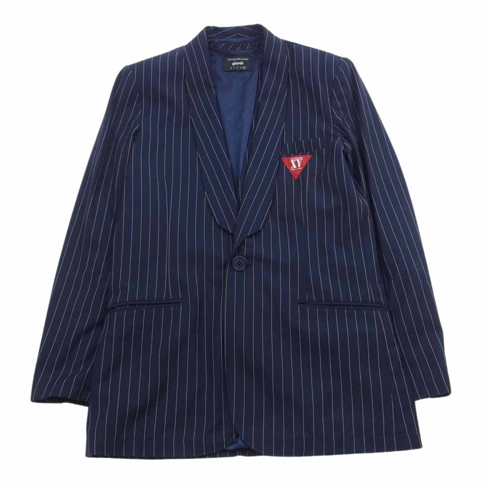 glamb グラム GB0118 JKT10 ストライプ ポリエステル 本切羽３ピース スーツ ネイビー系【中古】