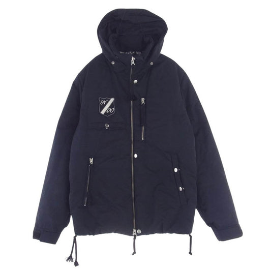 NUMBER(N)INE ナンバーナイン INSULATION ZIPU UP BLOUSON EMBLEM 裏地音符総柄 インサレーション 中綿 エンブレム ブルゾン ジャケット ネイビー系 3【中古】