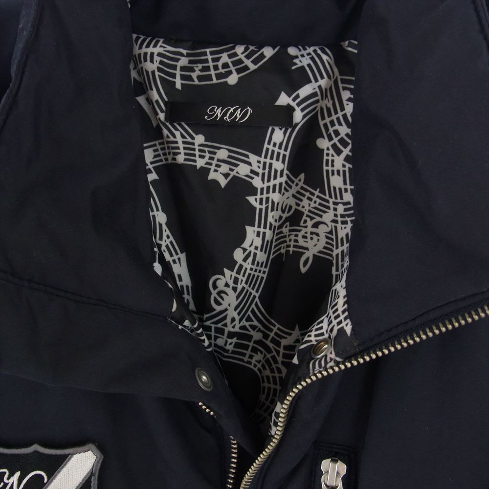 NUMBER(N)INE ナンバーナイン INSULATION ZIPU UP BLOUSON EMBLEM 裏地音符総柄 インサレーション 中綿 エンブレム ブルゾン ジャケット ネイビー系 3【中古】