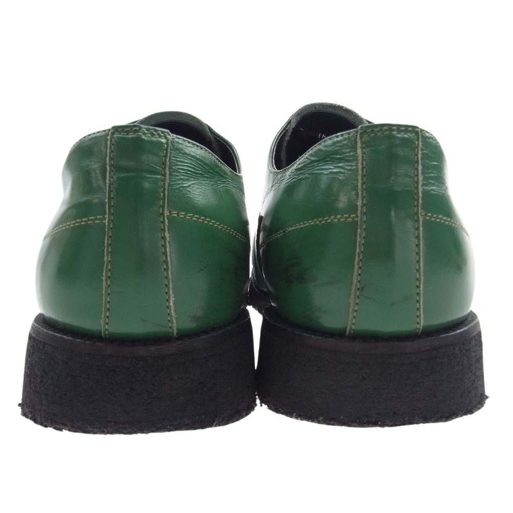 UNDERCOVER アンダーカバー 22SS J619L HAZE期 アーカイブ ハート サンダー型抜き クレープソール シューレースレス スリッポン レザーシューズ グリーン系 L【中古】