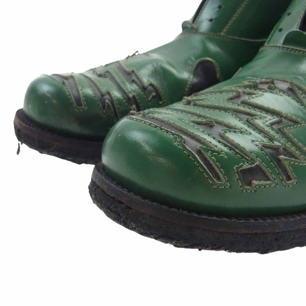 UNDERCOVER アンダーカバー 22SS J619L HAZE期 アーカイブ ハート サンダー型抜き クレープソール シューレースレス スリッポン レザーシューズ グリーン系 L【中古】