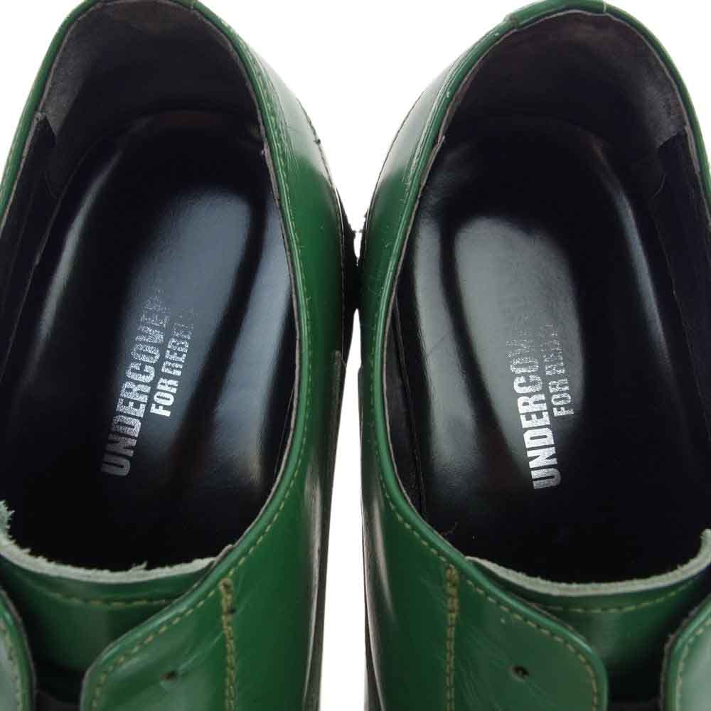 UNDERCOVER アンダーカバー 22SS J619L HAZE期 アーカイブ ハート サンダー型抜き クレープソール シューレースレス スリッポン レザーシューズ グリーン系 L【中古】
