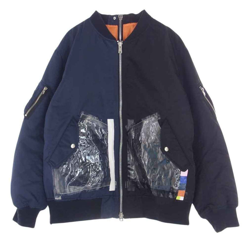 TAKAHIRO MIYASHITA The SoloIst. タカヒロミヤシタザソロイスト sj-0009SS22 oversized two-tone flight jacket オーバーサイズ 2トーン フライド MA1 ジャケット ブラック系 ネイビー系 46【中古】