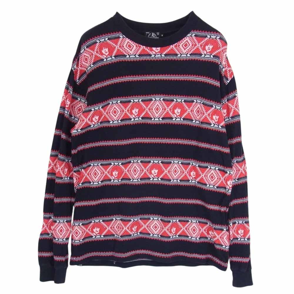 HYSTERIC GLAMOUR ヒステリックグラマー 19AW 02193CL02 GIRLS BORDER ガールズ ボーダー 総柄 カットソー 長袖 Tシャツ ロングスリーブ ロンT  ネイビー系 M【中古】