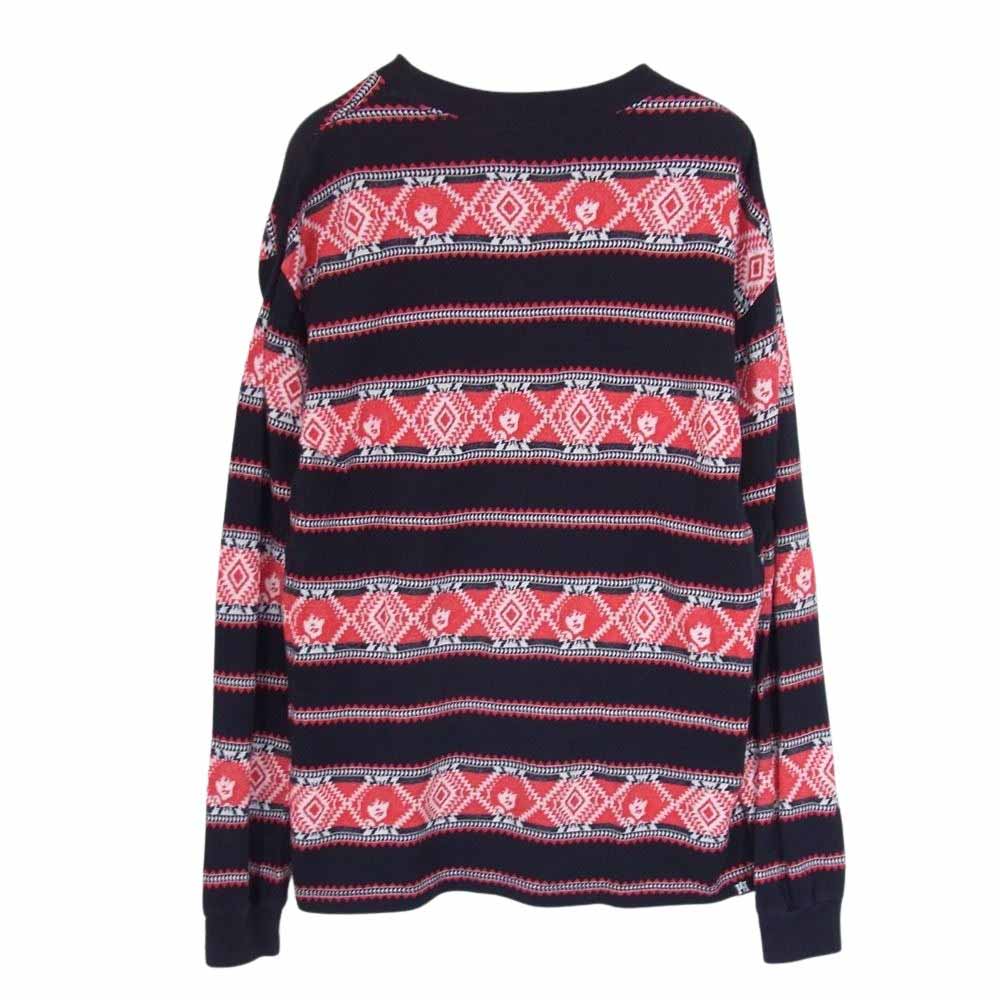 HYSTERIC GLAMOUR ヒステリックグラマー 19AW 02193CL02 GIRLS BORDER ガールズ ボーダー 総柄 カットソー 長袖 Tシャツ ロングスリーブ ロンT  ネイビー系 M【中古】