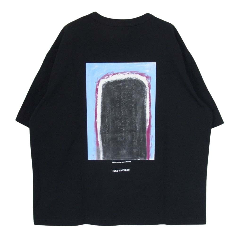 ISSEY MIYAKE イッセイミヤケ 24SS IM41-JK737-15 MEANWHILE-T パステル画 顔料染め ロゴプリント シルクスクリーン 度詰め天竺 クルーネック 半袖 Tシャツ ブラック系 3【新古品】【未使用】【中古】