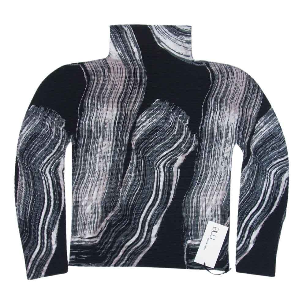 ISSEY MIYAKE イッセイミヤケ 23AW MI33-FJ941-19 ME ミー MOVEMENT 縦横プリーツ ペイントタッチ ムーブメント ハイネック カットソー ブラック系 サイズ表記無【極上美品】【中古】