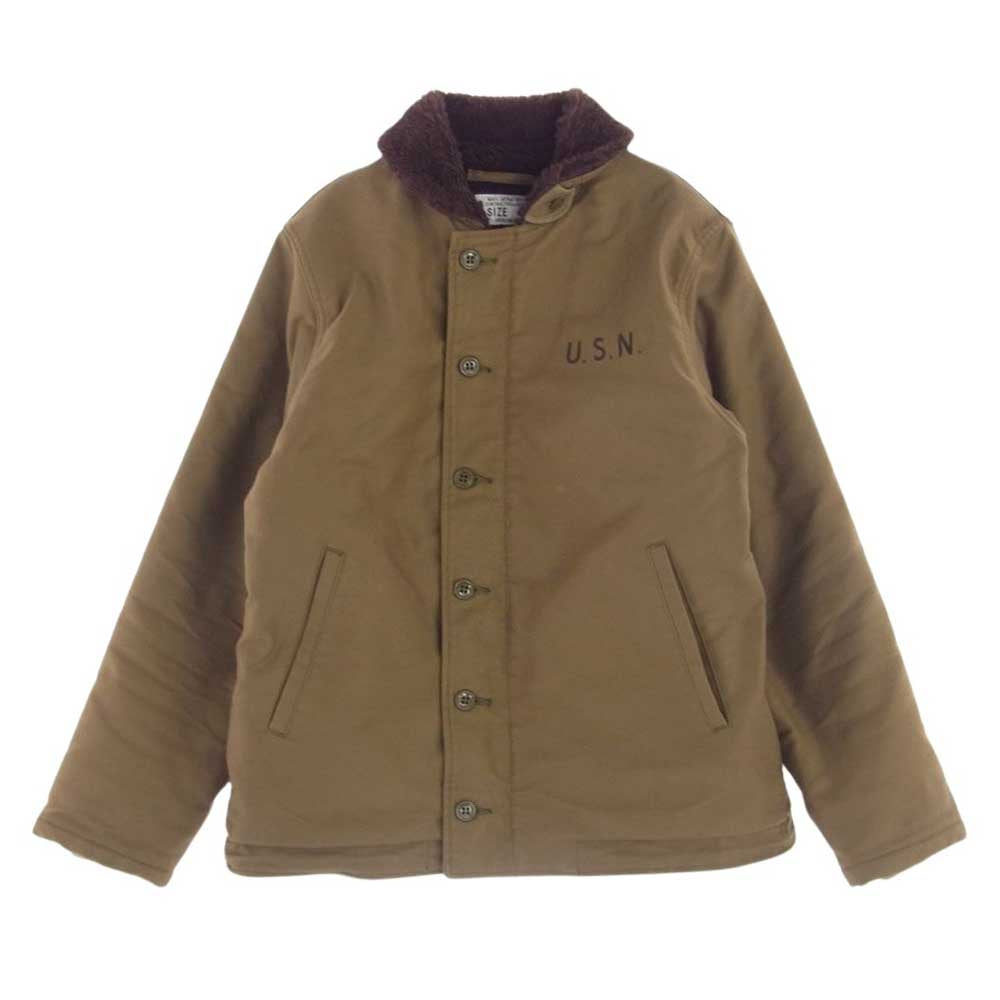 HOUSTON ヒューストン 51131 ALPACA N-1 DECK JACKE アルパカ N-1 デッキ ジャケット ライトブラウン系 40【美品】【中古】