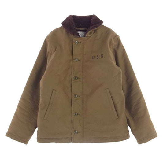 HOUSTON ヒューストン 51131 ALPACA N-1 DECK JACKE アルパカ N-1 デッキ ジャケット ライトブラウン系 40【美品】【中古】