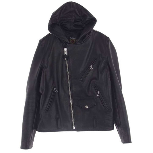 schott ショット 503HDT 訳有 HOODED ONESTAR 牛革 カウハイド フード ワンスター レザー ライダース ジャケット ブラック系 38【中古】